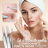 Set 8 Ustensile pentru Comedoane si Puncte Negre TWEEZ™